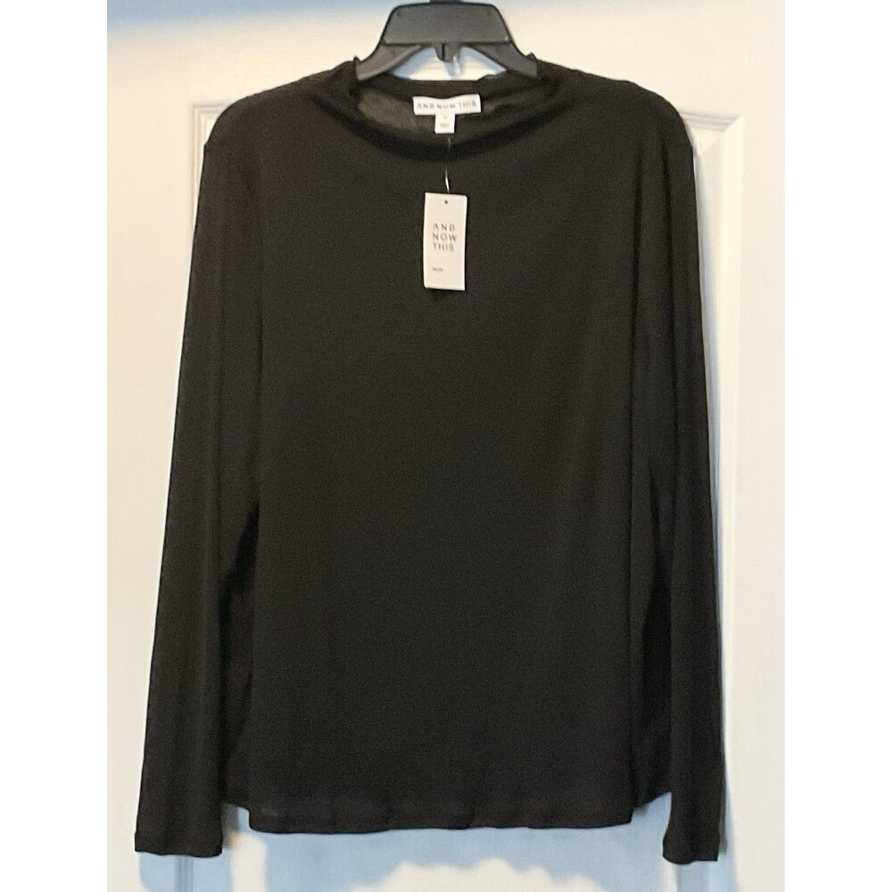 And Now This Women's Trendy Plus Size Funnel Neck Top Size 1X Black NWT